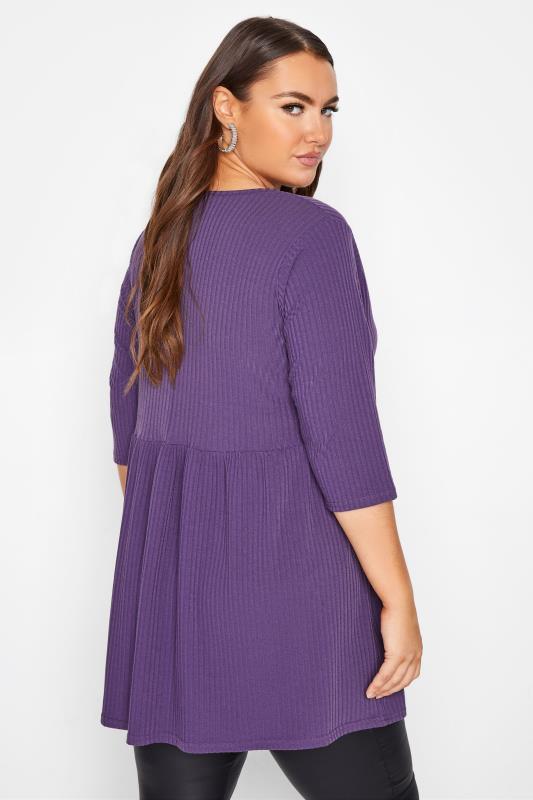 LIMITED COLLECTION Curve Purple Ribbed Smock Top 3