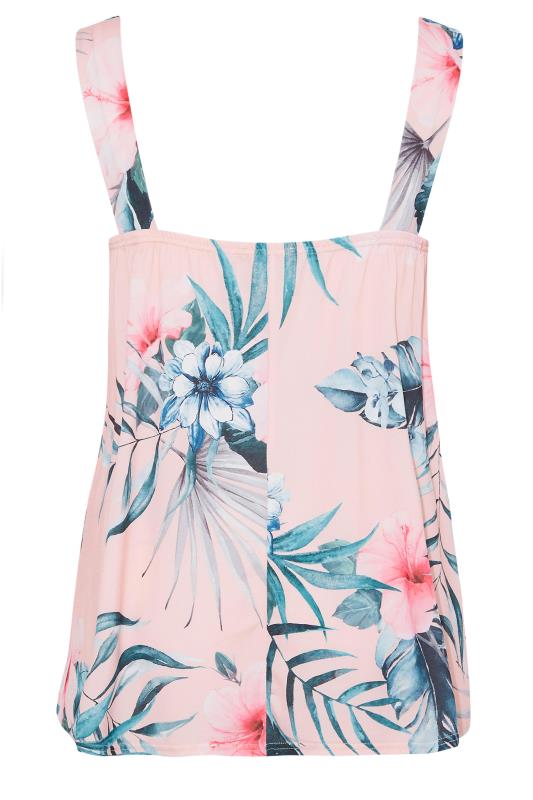 YOURS LONDON Curve Pink Tropical Ring Detail Vest Top 7