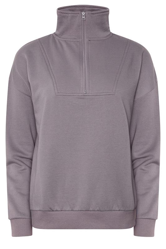 PixieGirl Petite Women's Lilac Purple Funnel Neck Half Zip Sweatshirt | PixieGirl  5