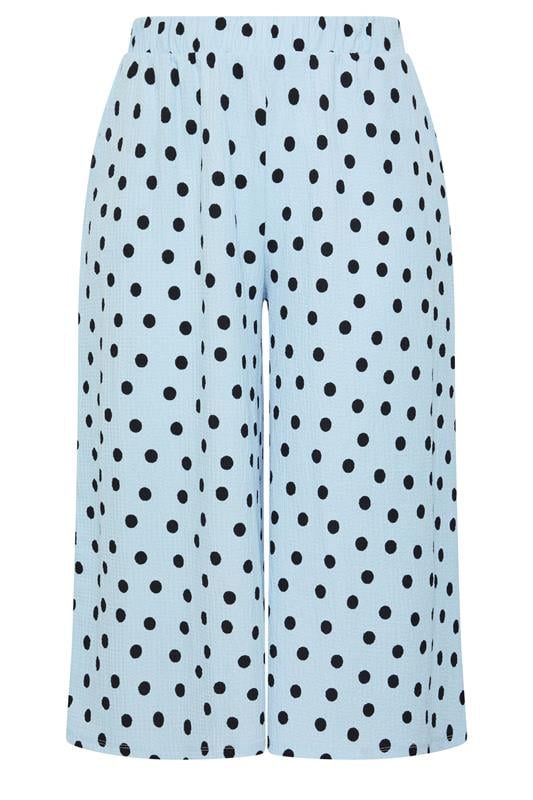 YOURS Plus Size Light Blue Polka Dot Culottes | Yours Clothing 5