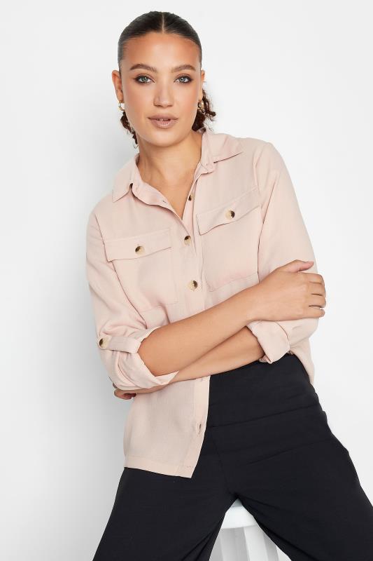 LTS Tall Blush Pink Long Sleeve Utility Shirt | Long Tall Sally 1