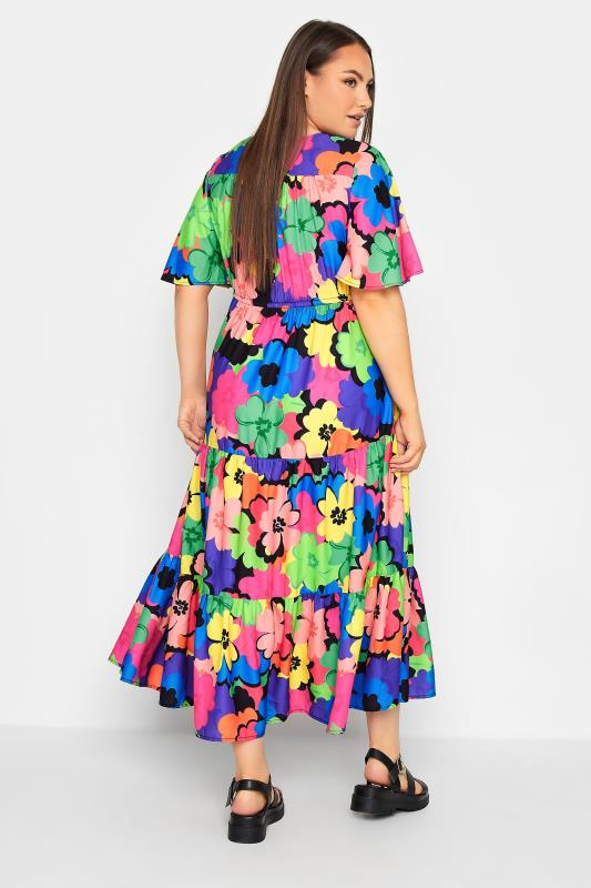 LIMITED COLLECTION Plus Size Blue & Green Floral Smock Maxi Dress | Yours Clothing 5