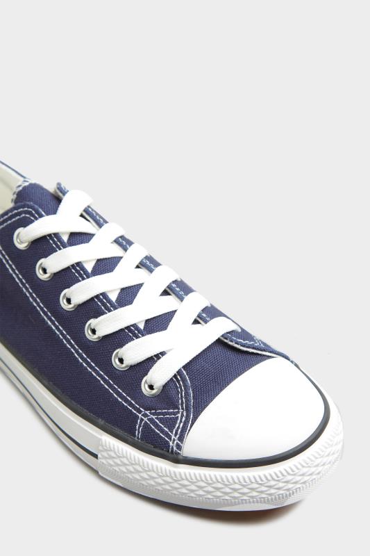 Navy Blue Low Canvas Trainer In Wide E Fit 6