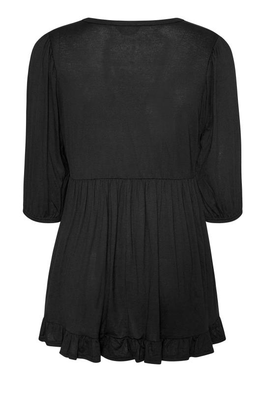 Plus Size Black Button Detail Top | Yours Clothing 6