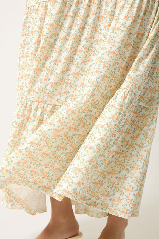 PixieGirl Petite Women's Orange Ditsy Floral Tiered Maxi Dress | PixieGirl 4