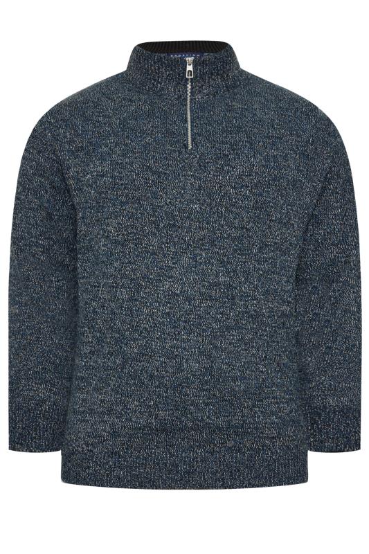 BadRhino Big & Tall Blue Marl Quarter Zip Knitted Jumper | BadRhino 4