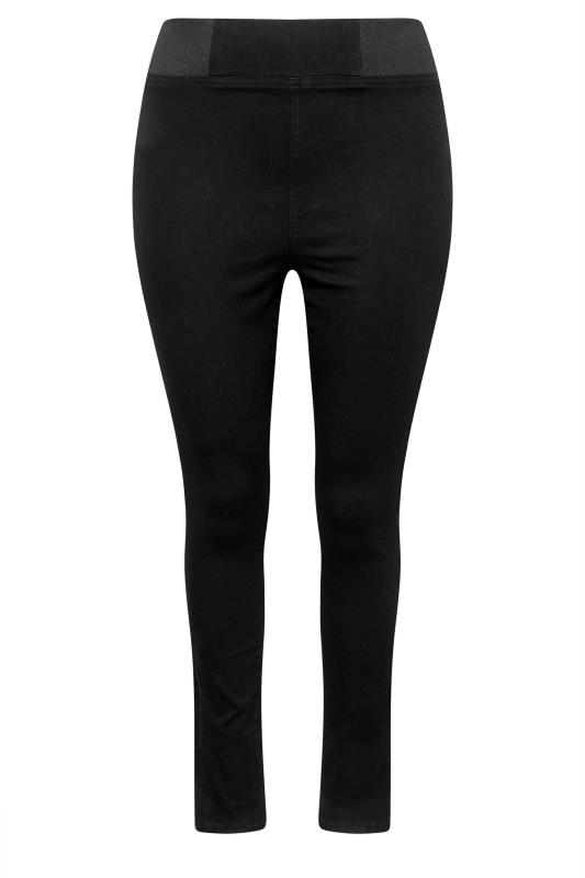 Plus Size Black Elasticated Insert Split Hem Stretch Jeggings | Yours Clothing 4