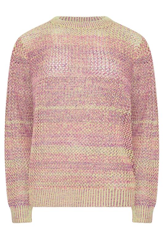 YOURS PETITE Curve Plus Size Pink Open Knit Jumper | Yours Clothing  6
