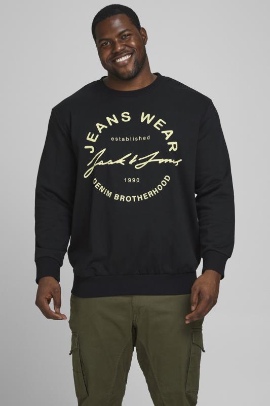 JACK & JONES Big & Tall Black Hero Slogan Sweatshirt 2