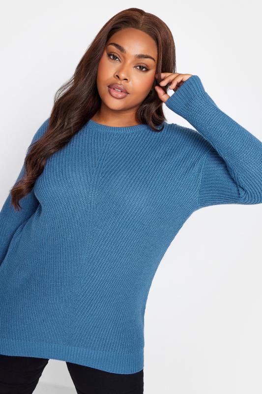 Plus Size  YOURS Curve Blue Knitted Jumper