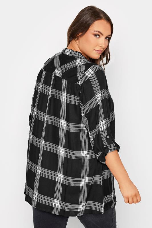 YOURS Curve Plus Size Black Check Print Shirt | Yours Clothing  4