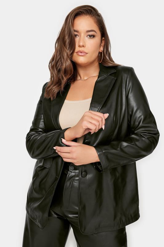  Grande Taille YOURS Curve Black Faux Leather Blazer