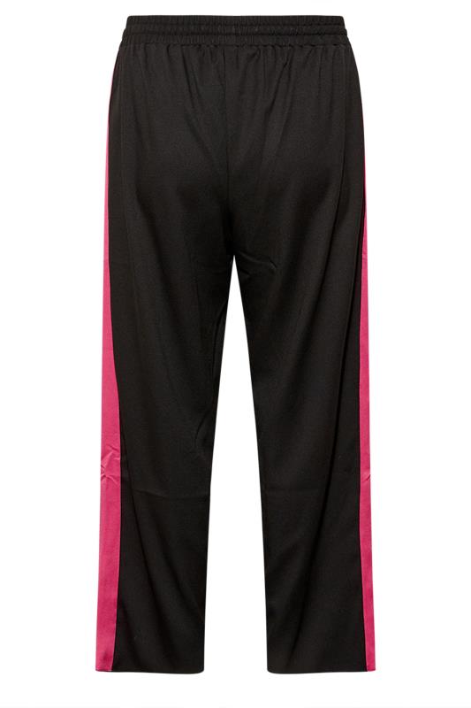 Plus Size Black & Pink Contrast Stripe Wide Leg Trousers | Yours Clothing 7