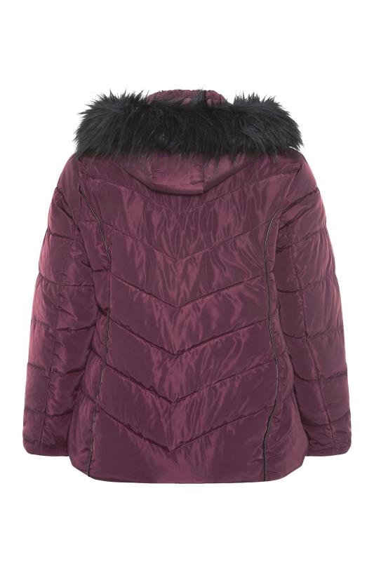 Purple Faux Fur Hood Panelled Puffer Coat_BK.jpg
