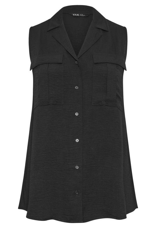 YOURS Plus Size Black Sleeveless Utility Shirt | Yours Clothing 5