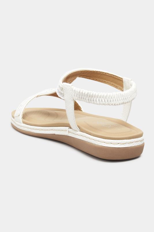 White Diamante Strap Sandals In Extra Wide EEE Fit 4