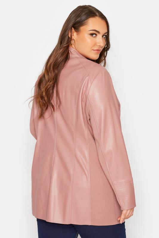 Curve Pink Waterfall Faux Leather Jacket 3