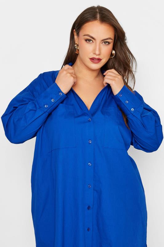 LIMITED COLLECTION Plus Size Cobalt Blue Midi Shirt Dress | Yours Clothing 4