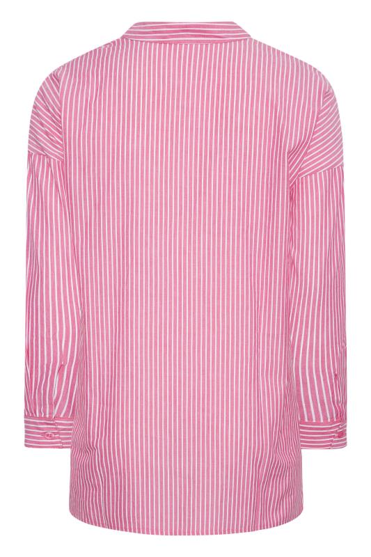 YOURS FOR GOOD Plus Size Bright Pink Stripe Oversized Shirt | Yours Clothing 8