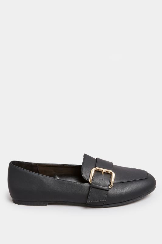 Black Buckle Faux Leather Loafers In Wide E Fit & Extra Wide EEE Fit | Yours Clothing  3