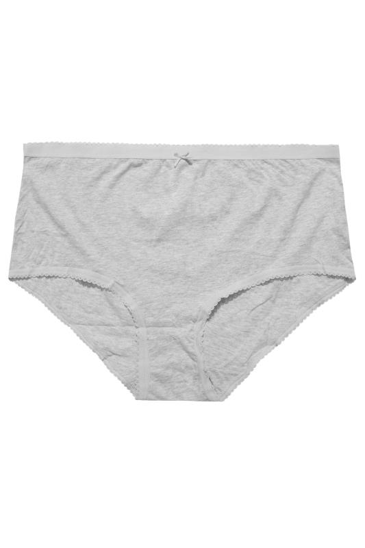 5 PACK Curve White & Grey Plain Cotton High Waisted Full Briefs | Yours Clothing 5