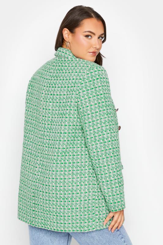 YOURS Plus Size Green Check Boucle Blazer | Yours Clothing 4
