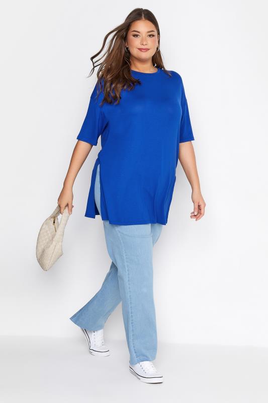 Plus Size Cobalt Blue Oversized T-Shirt | Yours Clothing  2