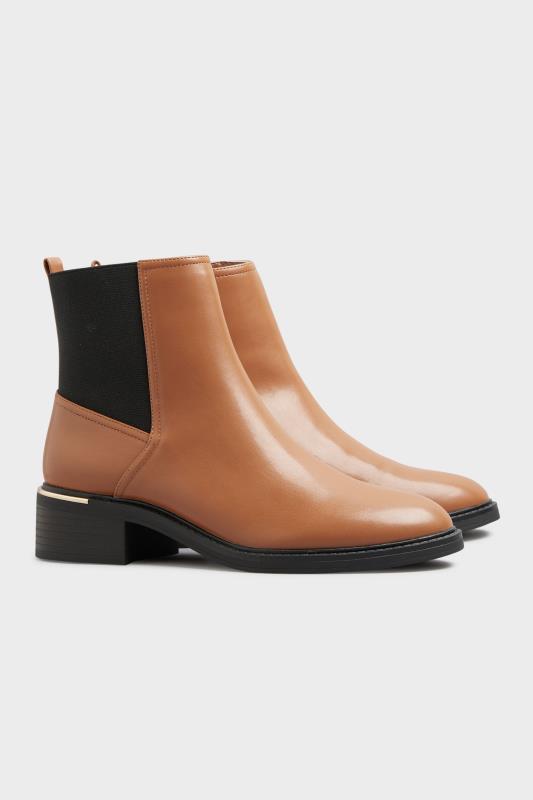 LTS Tan Brown Metal Trim Chelsea Boots In Standard D Fit | Long Tall Sally  2