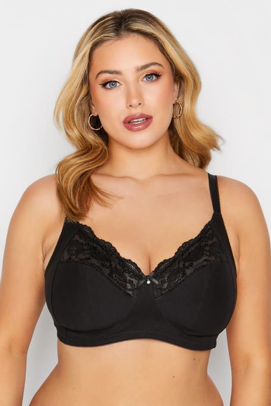 2 PACK Black & White Non-Padded Non-Wired Full Cup Bras | Yours Clothing 3