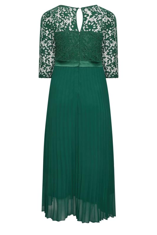 Plus Size YOURS LONDON Forest Green Lace Pleated Maxi Dress | Yours Clothing  7