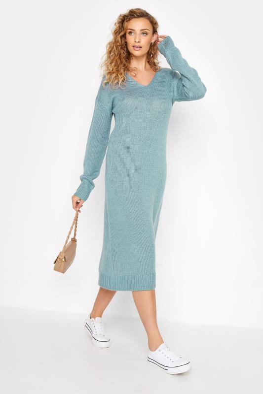 LTS Tall Denim Blue Knitted Midi Dress_B.jpg