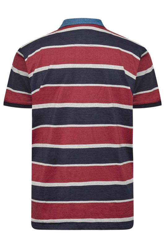 KAM Big & Tall Blue & Red Stripe Rugby Polo Shirt 4