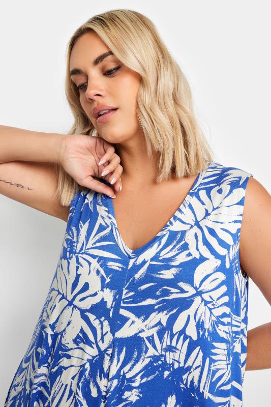 YOURS Plus Size Blue Leaf Print Mini Dress | Yours Clothing 4