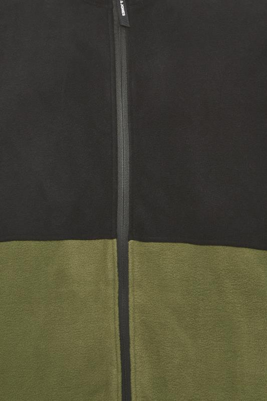 JACK & JONES Big & Tall Olive Green Panel Zip Fleece Jacket | BadRhino 2