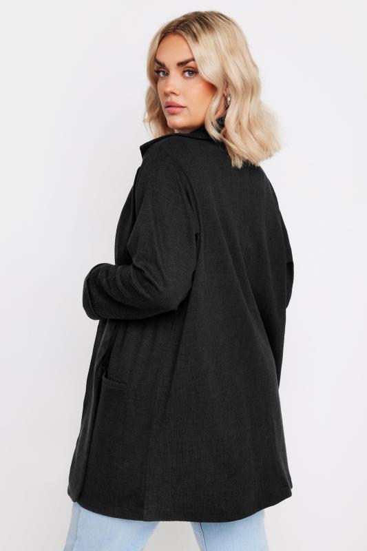 YOURS Plus Size Black Textured Blazer | Yours Clothing  3