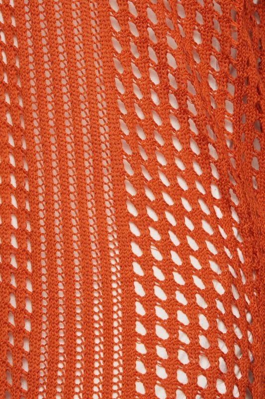 YOURS Plus Size Orange Crochet Button Longline Cardigan | Yours Clothing 5