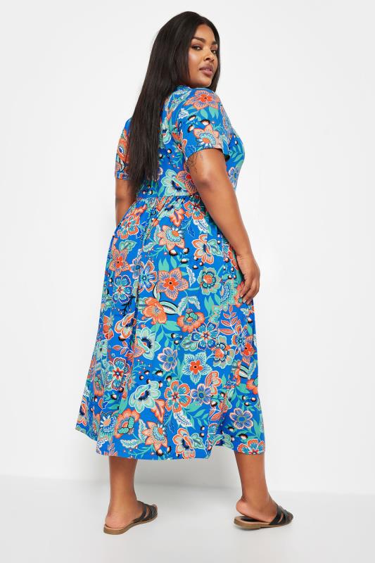 YOURS Plus Size Blue Floral Print Midi Smock Dress | Yours Clothing 3