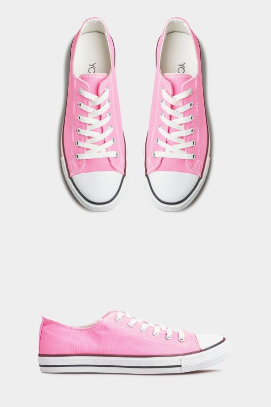 Pink Canvas Low Trainers In Wide E Fit 2