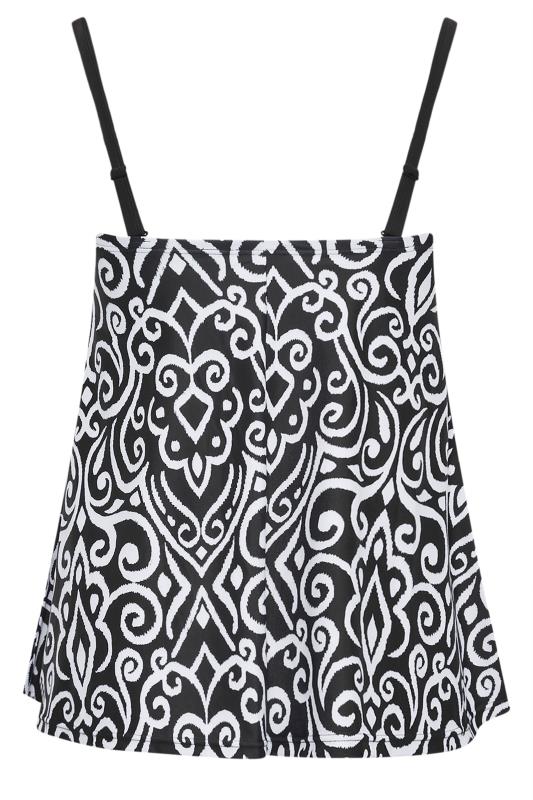YOURS Plus Size Black Abstract Print A-Line Tankini Top | Yours Clothing 9