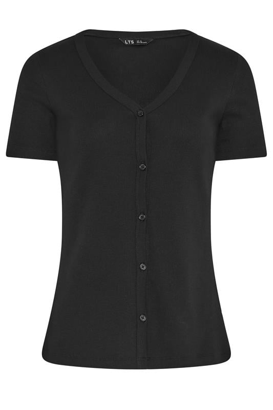 LTS Tall Black Button Ribbed T-Shirt