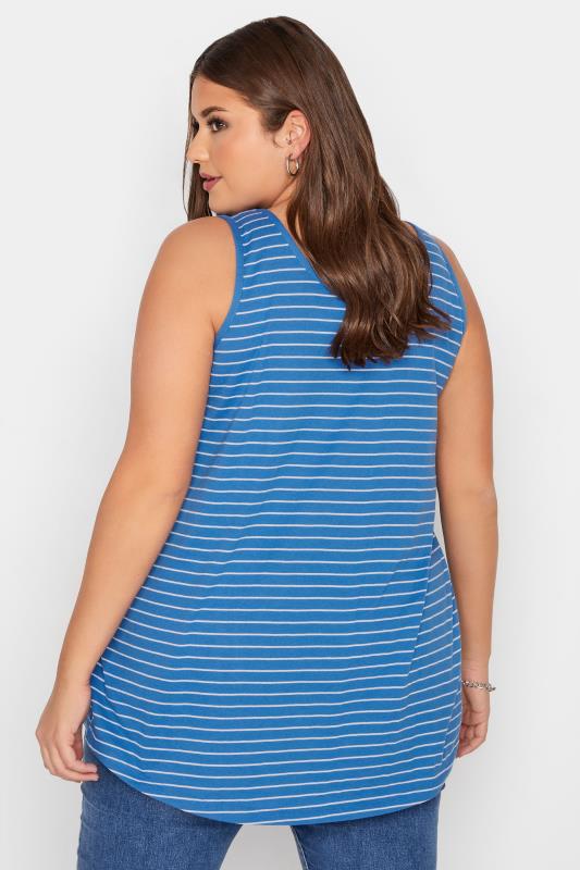 Plus Size Blue Stripe Vest Top | Yours Clothing  3