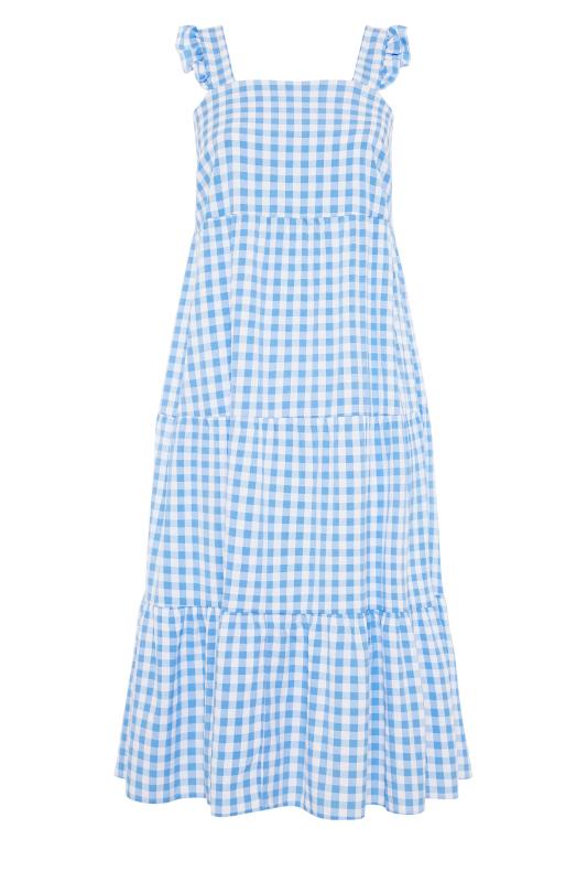 YOURS LONDON Curve Blue Gingham Frill Dress_f.jpg