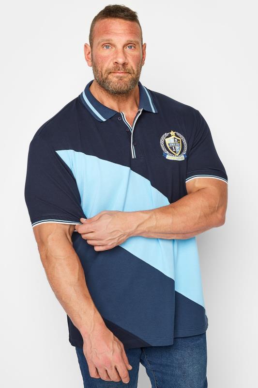 Men's  BadRhino Big & Tall Dark & Light Blue Stripe Polo Shirt