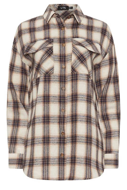 LTS Tall Natural Brown Check Cotton Shirt | Long Tall Sally 5