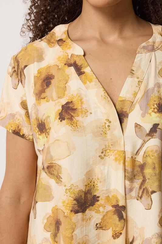 M&Co Yellow Floral Print Notch Neck Mini Dress | M&Co 4