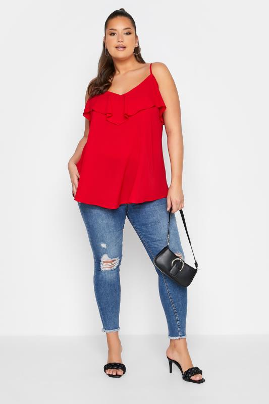 LIMITED COLLECTION Curve Red Frill Cami Top 2