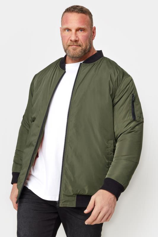  BadRhino Big & Tall Khaki Green Zip Bomber Jacket