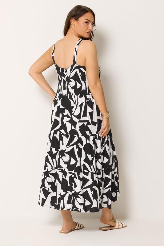 YOURS Plus Size Black Abstract Shirred Dress | Yours Clothing 2