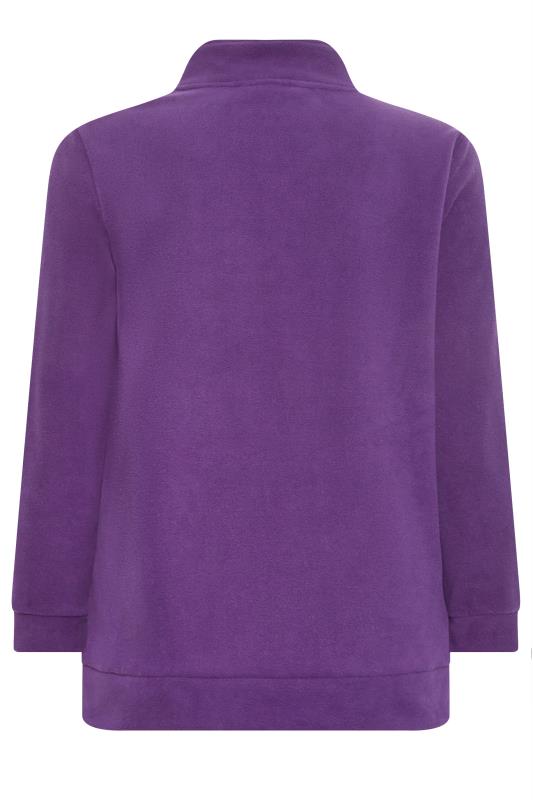 YOURS Plus Size Purple Zip Fleece Jacket | Yours Clothing 6