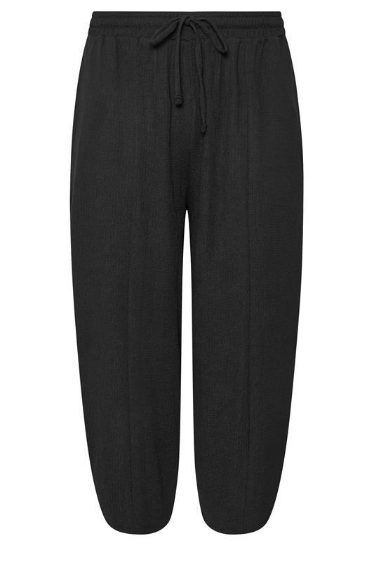 YOURS Plus Size Black Crinkle Barrel Trousers | Yours Clothing 5